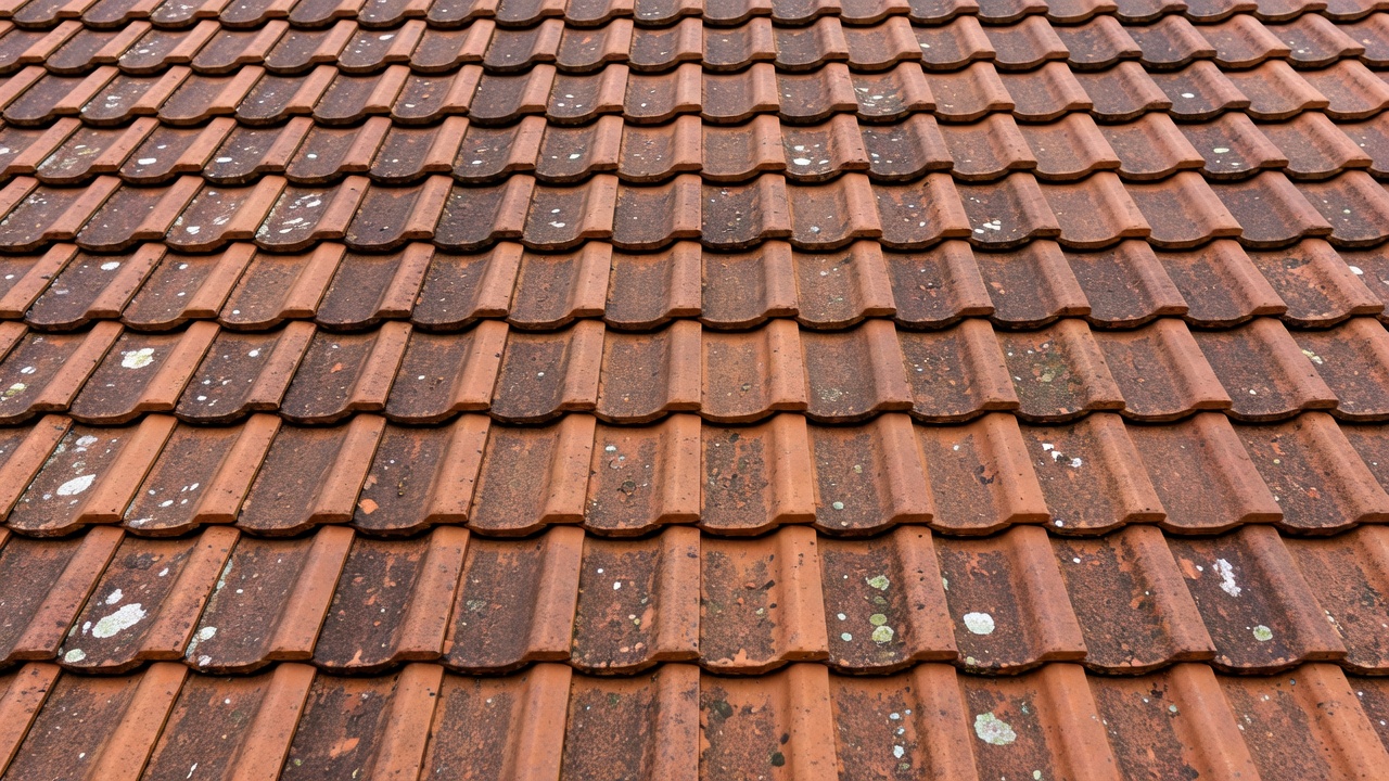 Close up of residential roof tiles