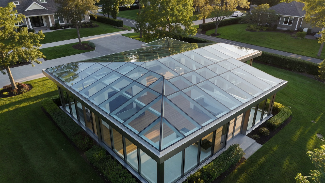 Residential property with clear roof view