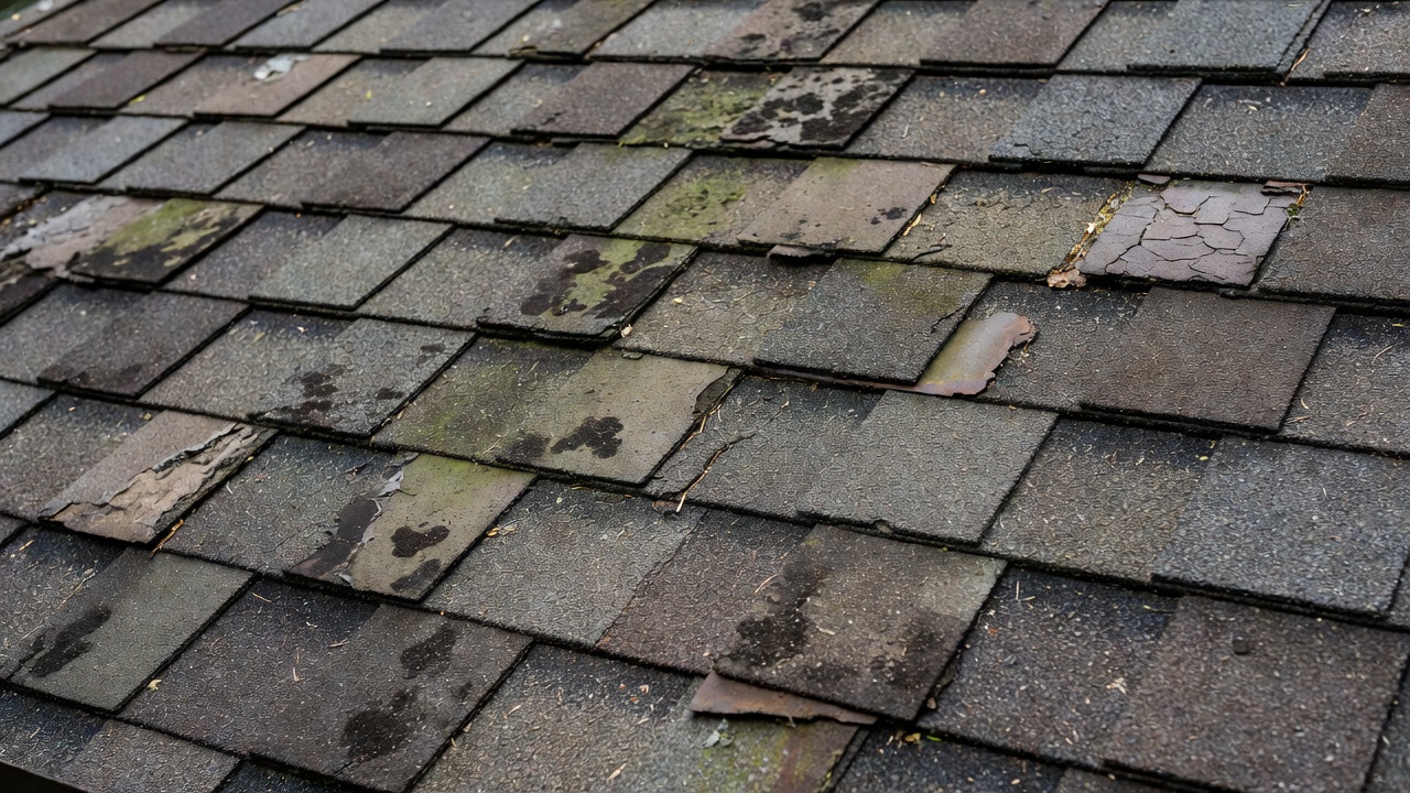 Roof surface showing signs of weathering and environment