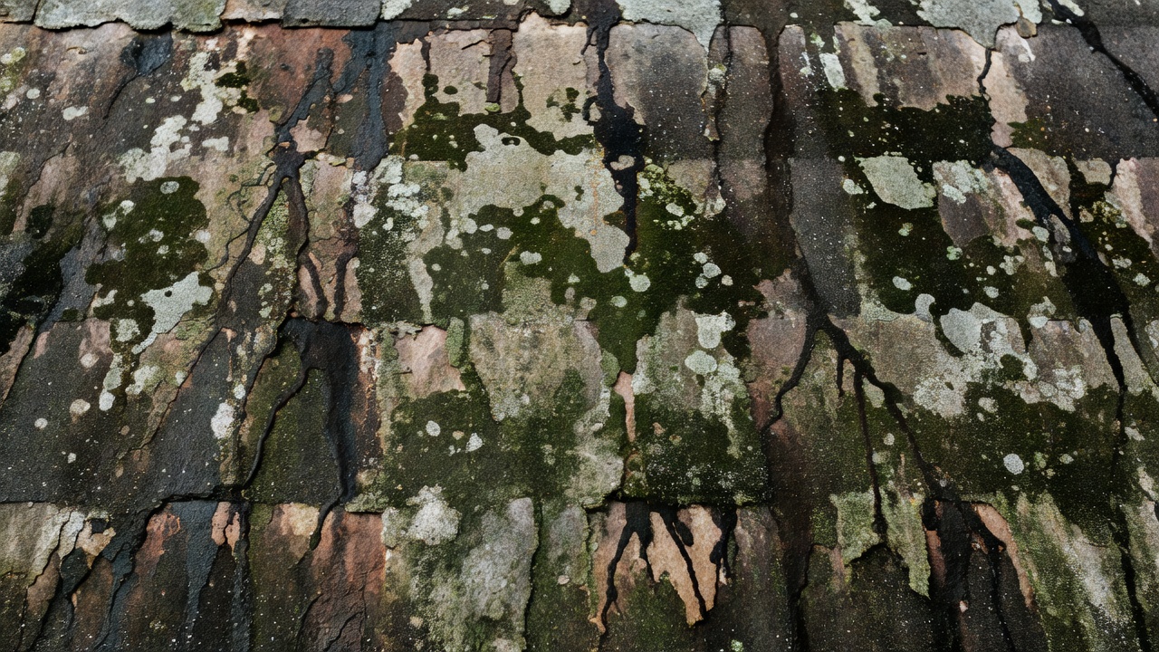 Stained roof surface detail